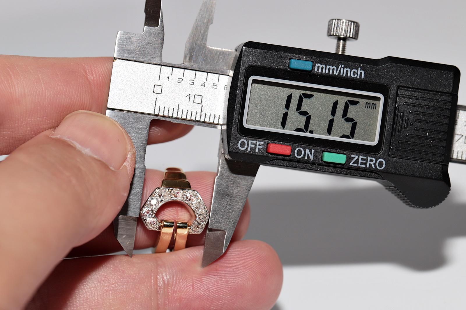 Retro Vintage Circa  1950s 18k Gold Natural Old Cut Diamond  Belt Buckle Style Ring For Sale