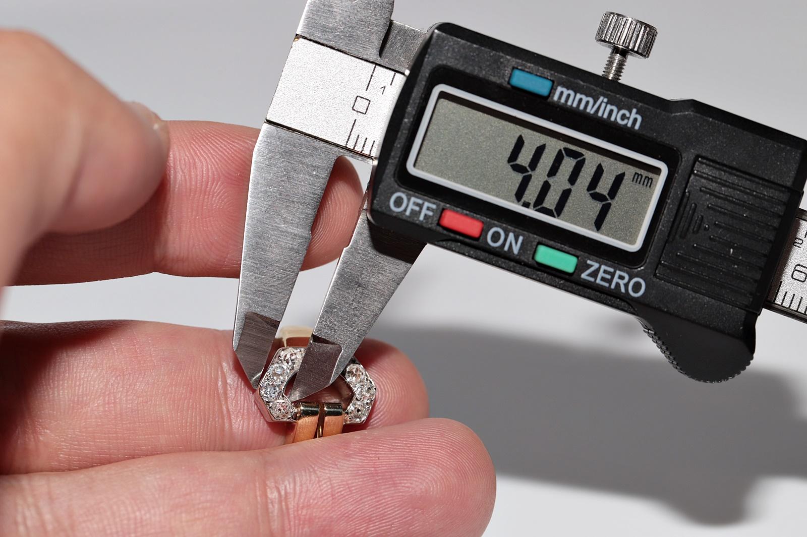 Old Mine Cut Vintage Circa  1950s 18k Gold Natural Old Cut Diamond  Belt Buckle Style Ring For Sale