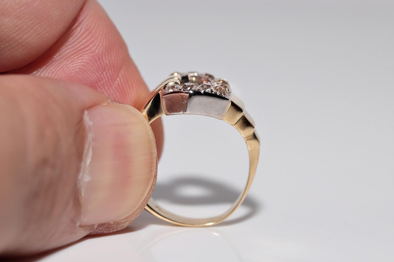 Vintage Circa  1950s 18k Gold Natural Old Cut Diamond  Belt Buckle Style Ring In Good Condition For Sale In Fatih/İstanbul, 34