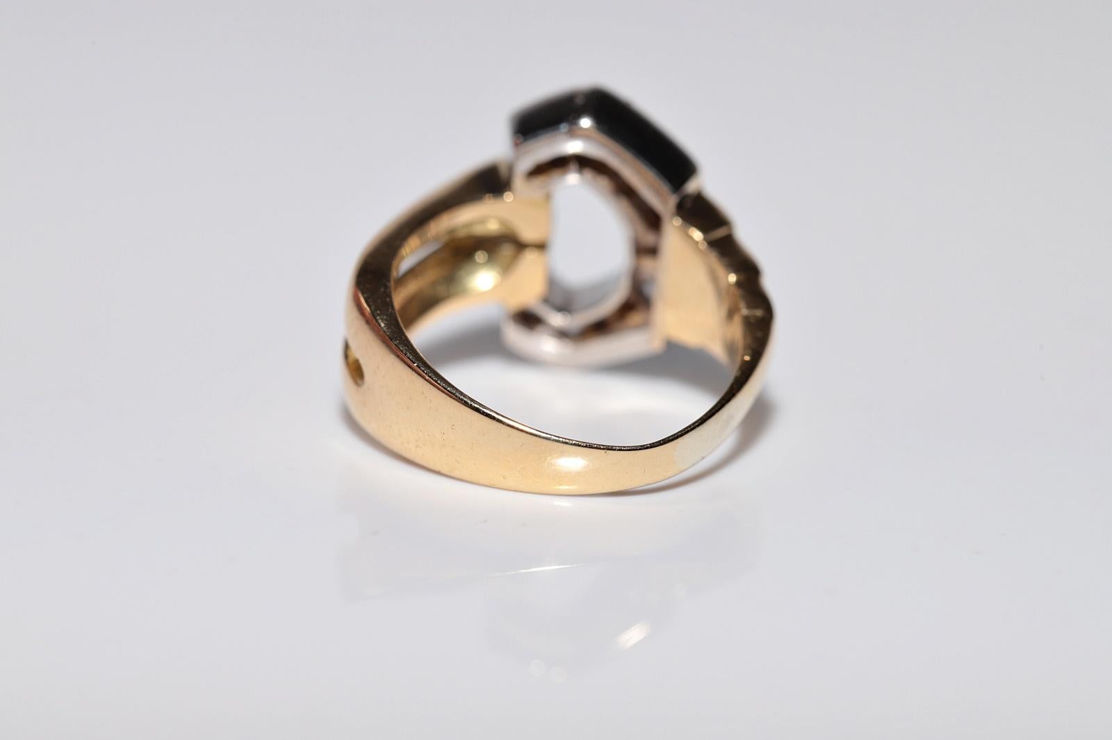 Vintage Circa  1950s 18k Gold Natural Old Cut Diamond  Belt Buckle Style Ring For Sale 1