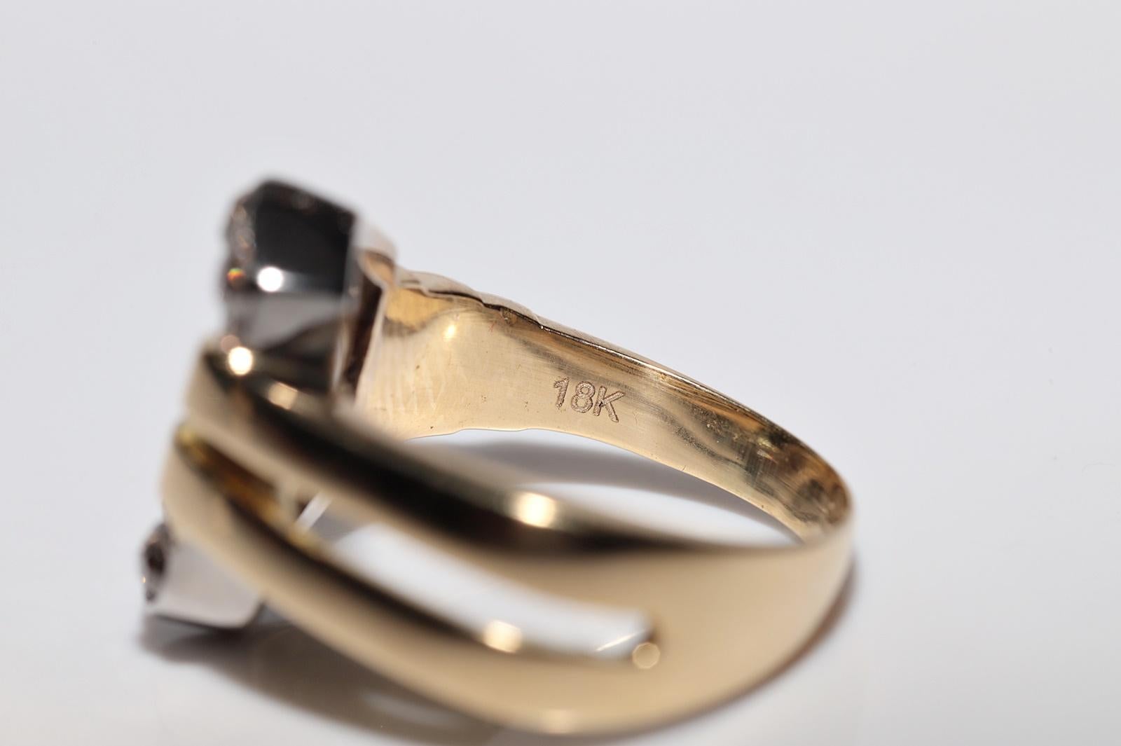 Vintage Circa  1950s 18k Gold Natural Old Cut Diamond  Belt Buckle Style Ring For Sale 2