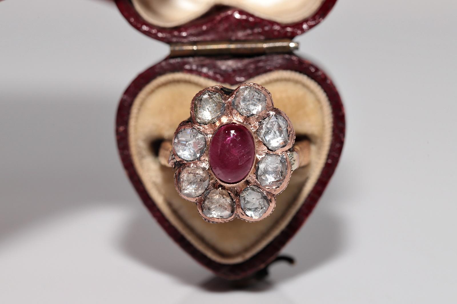 In very good condition.
Total weight is 4.8 grams.
Totally is diamond 1.20 ct.
The diamond is has H-I-J color and s1-s2-s3-Pique1 clarity.
Totally is ruby 0.80 ct.
Ring size is US 6
We can make any size.
The box is not included.
Please contact for