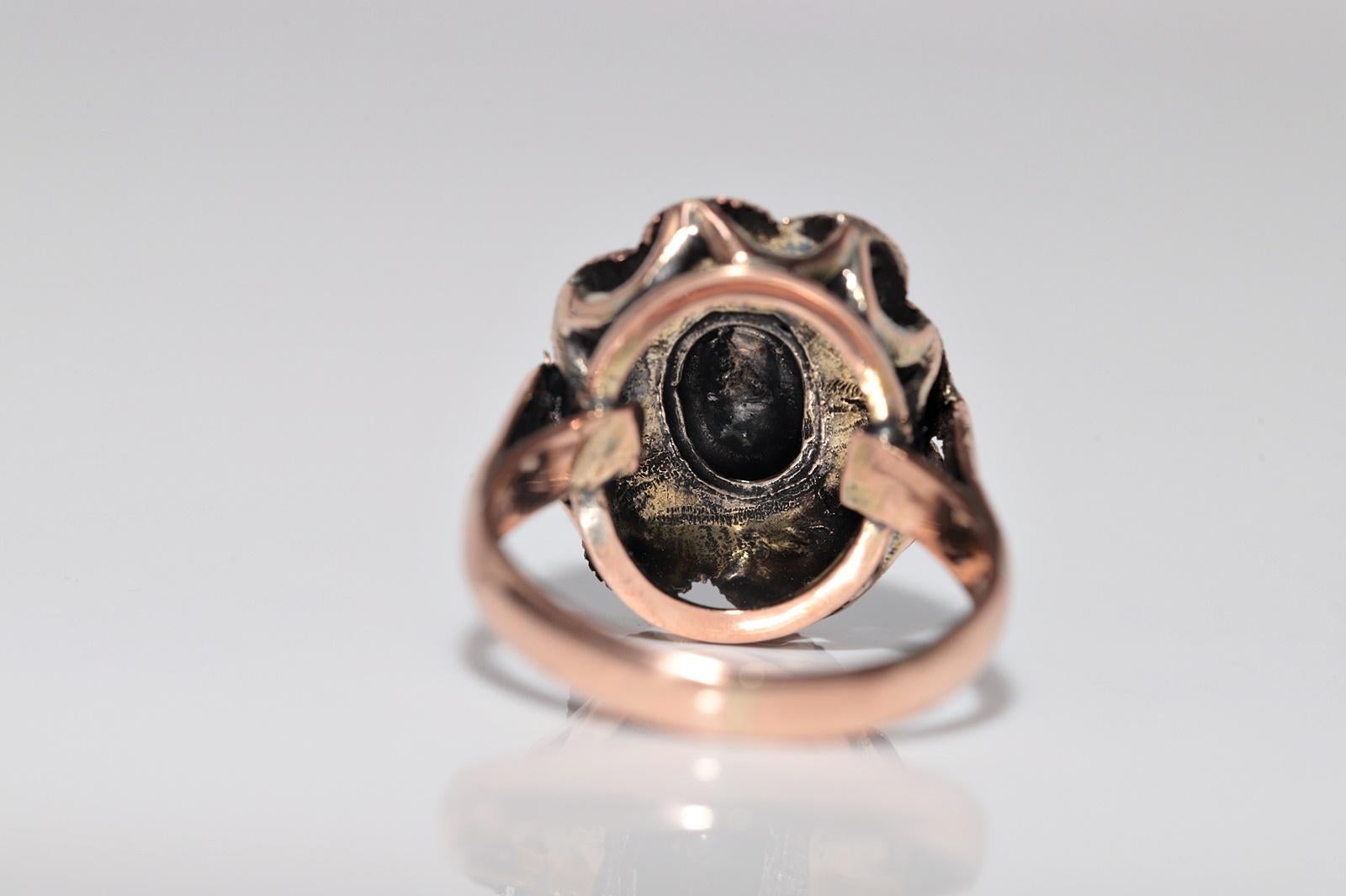 Vintage Circa 1950s 8k Gold Natural Rose Cut And Cabochon Cut Ruby Ring For Sale 3