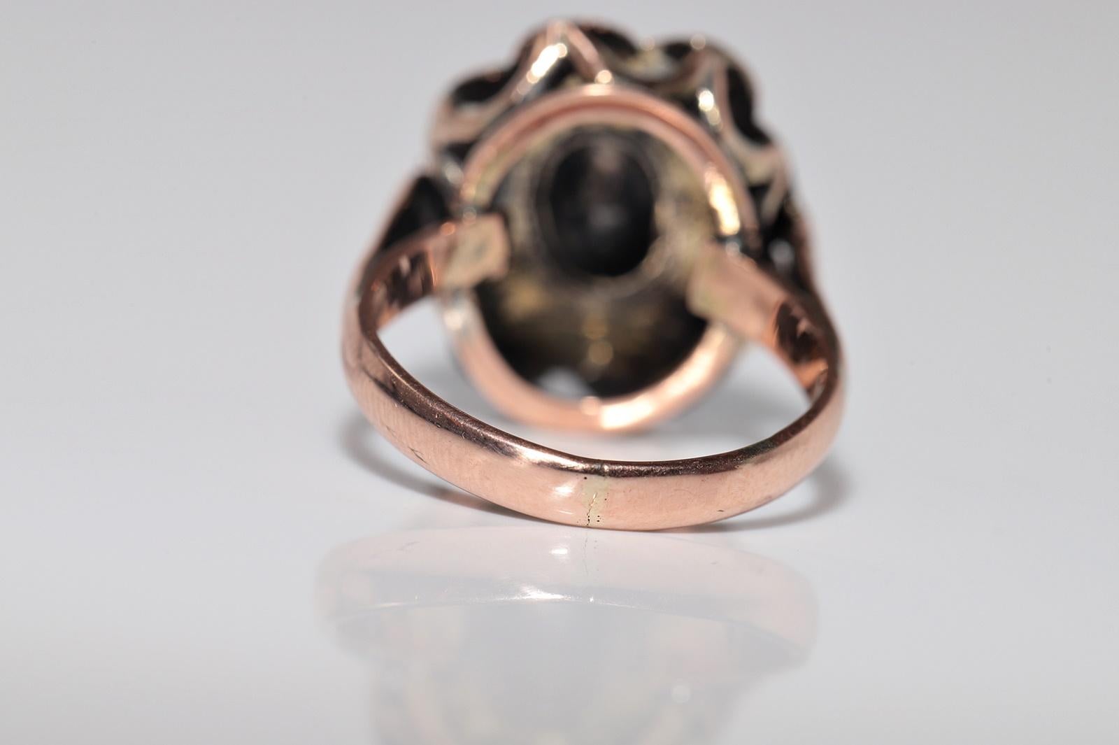 Vintage Circa 1950s 8k Gold Natural Rose Cut And Cabochon Cut Ruby Ring For Sale 4