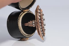 Vintage Circa 1950s 9k Gold Estate Natural Rose Cut Diamond Navette Ring