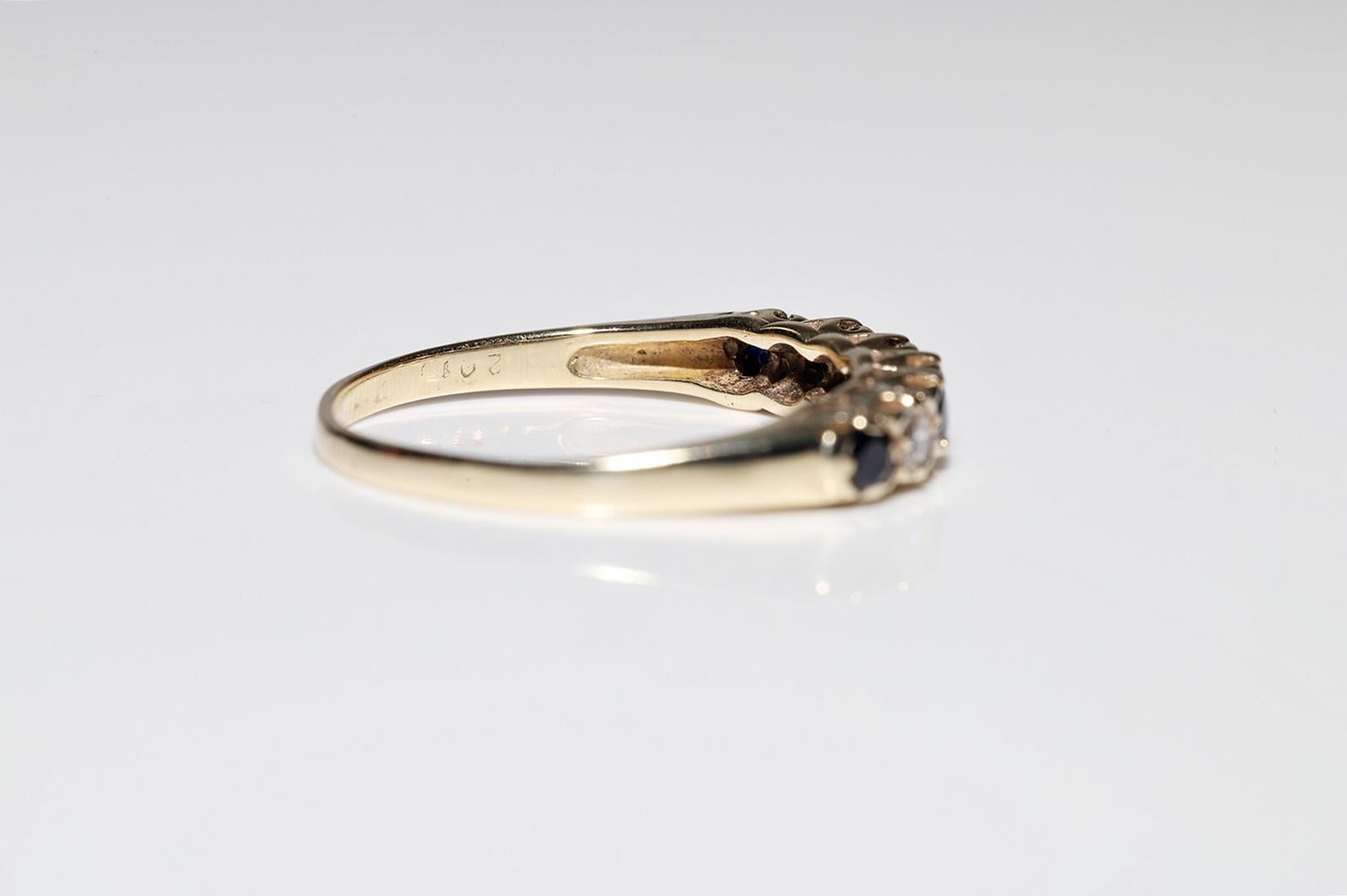 Donna Anello a fascia decorato con diamanti naturali e zaffiri in oro 9k, CIRCA 1950 in vendita