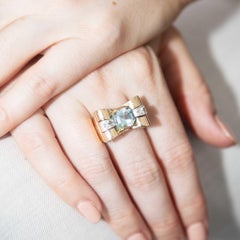 Vintage Circa 1950s Art Deco 2.07 Carat Aquamarine & Diamond Ring 18 Carat