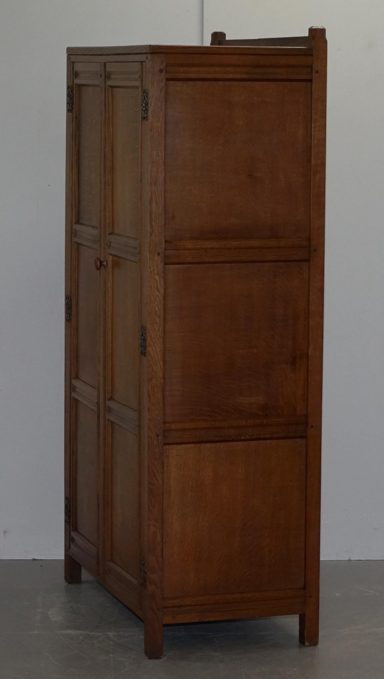 Vintage circa 1950s Cotswold School English Oak Wardrobe Original Fittings 2