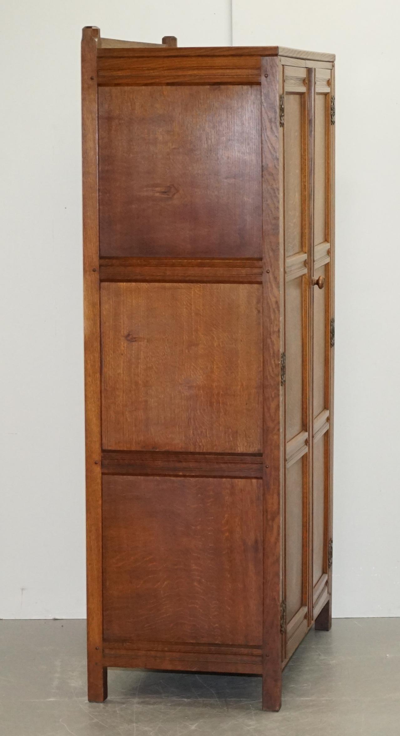 Vintage circa 1950s Cotswold School English Oak Wardrobe Original Fittings 1