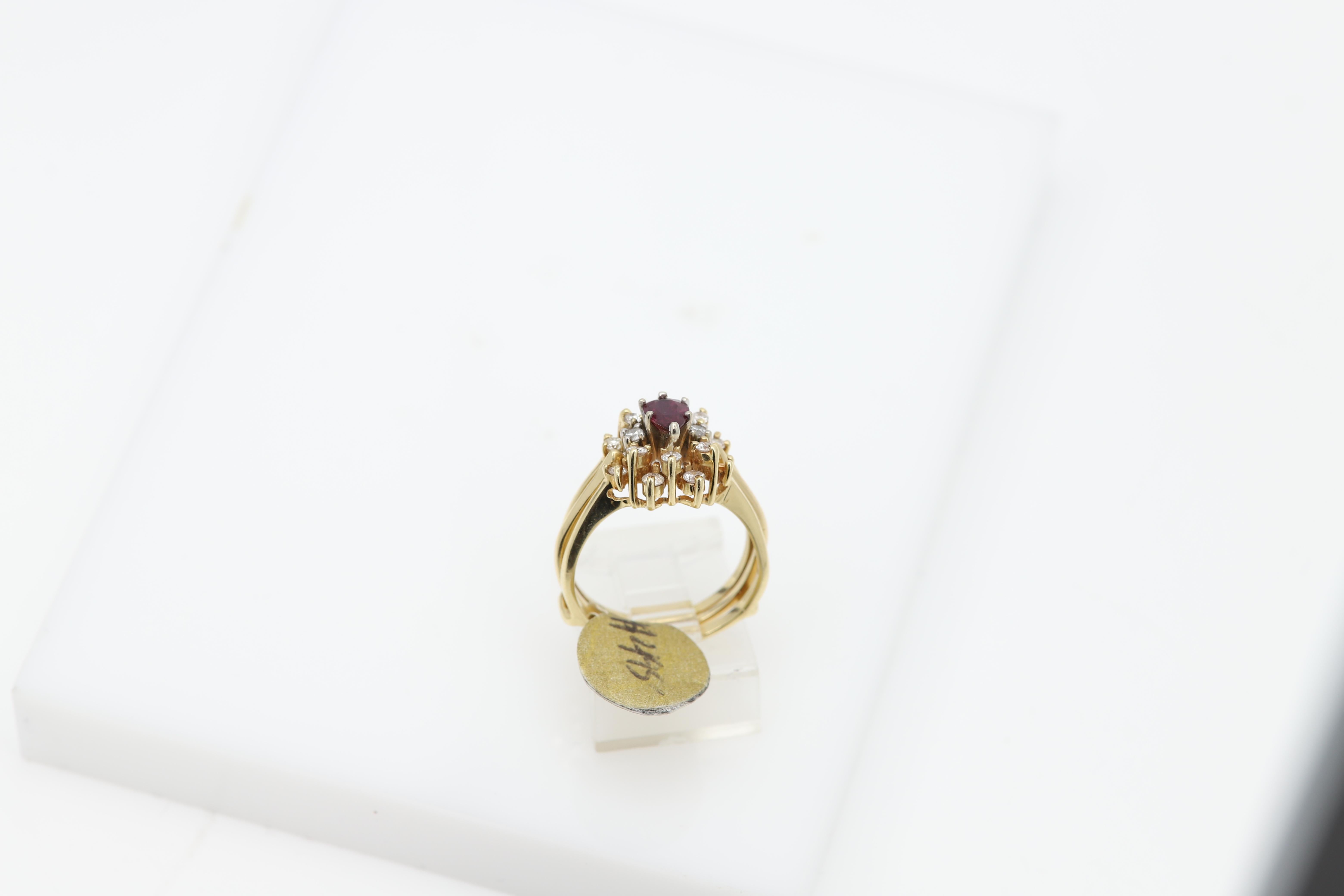 Vintage circa 1950's Diamantring 14 Karat Gelbgold Jacke Rap abnehmbar (Rundschliff) im Angebot