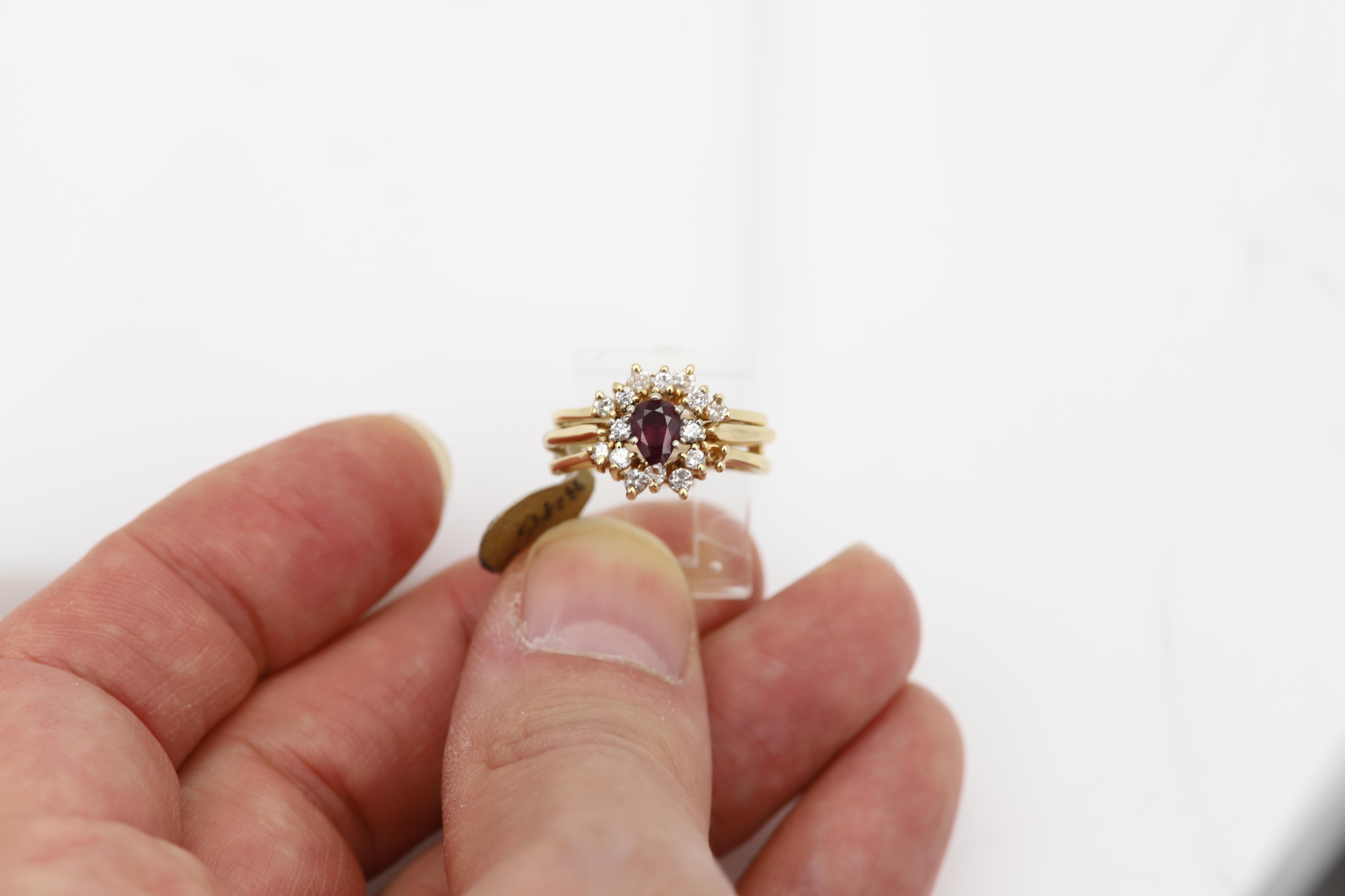 Vintage circa 1950's Diamantring 14 Karat Gelbgold Jacke Rap abnehmbar im Zustand „Hervorragend“ im Angebot in Brooklyn, NY