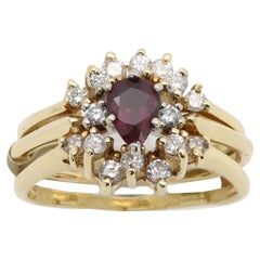 Vintage circa 1950's Diamond Ring 14 Karat Yellow Gold Jacket Rap Removable