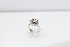Vintage circa 1950's Diamond Ring 18 Karat White Gold Star of Diamonds