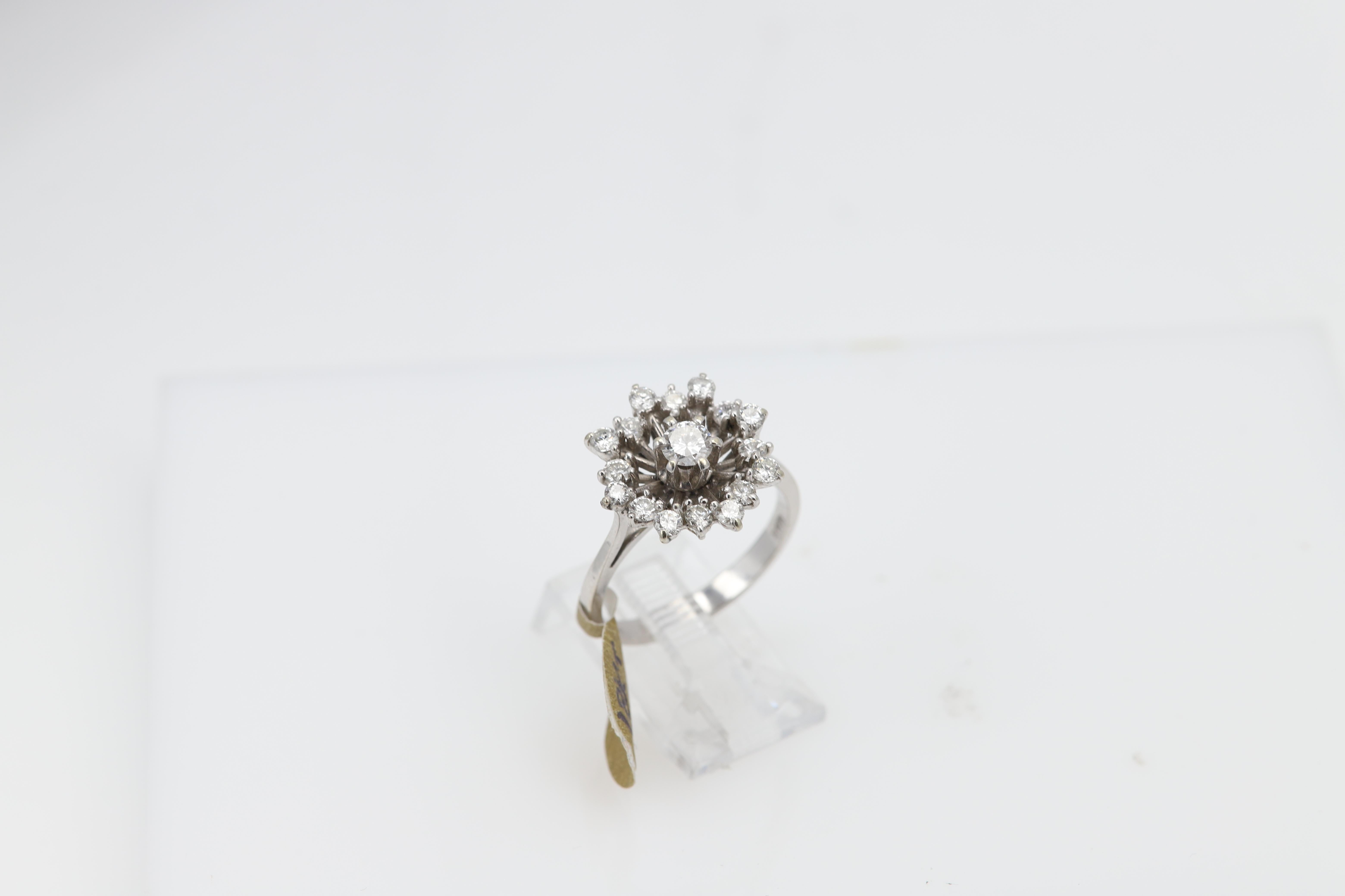 Women's Vintage circa 1950's Diamond Ring 18 Karat White Gold Star of Diamonds For Sale