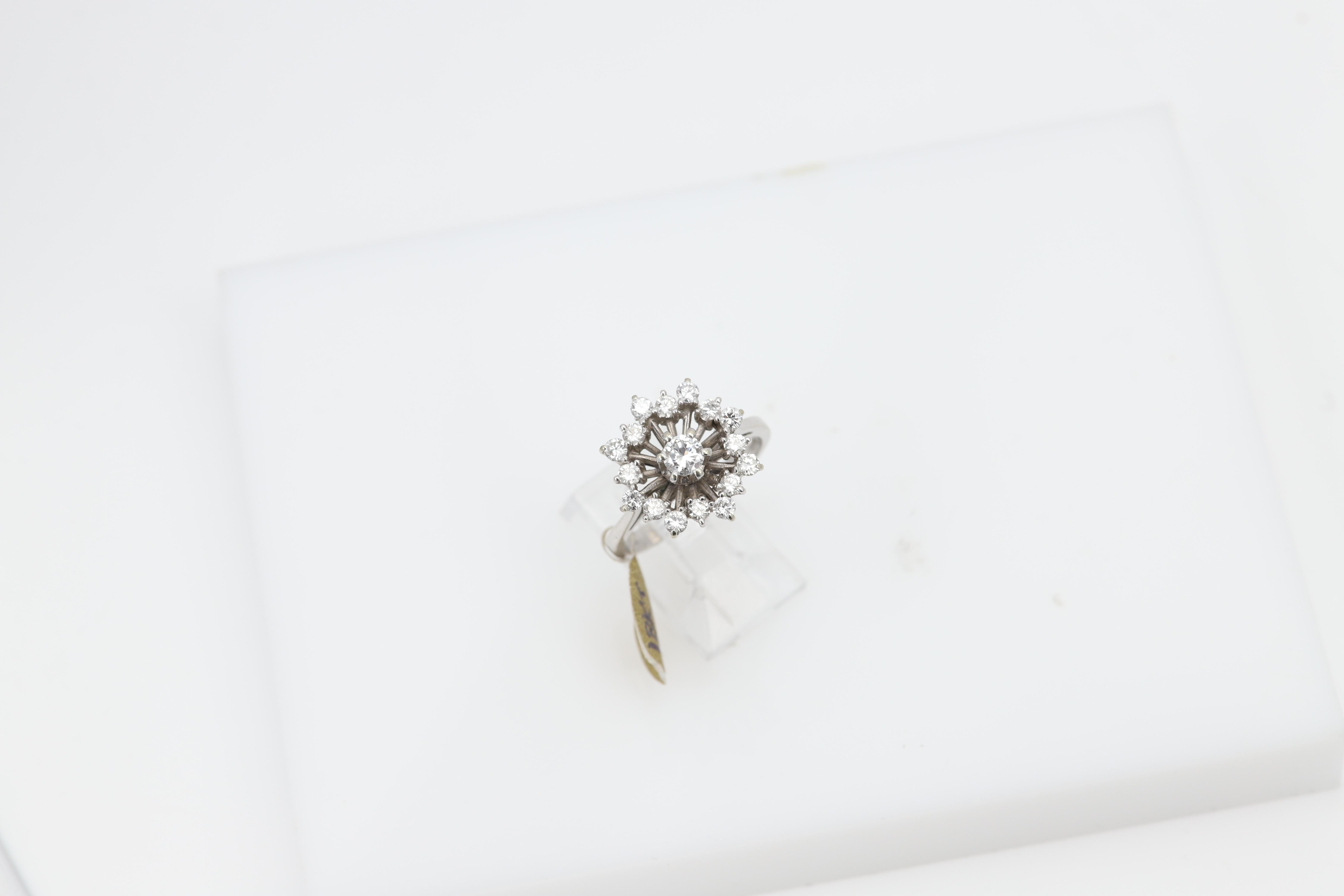 Vintage circa 1950's Diamond Ring 18 Karat White Gold Star of Diamonds For Sale 1