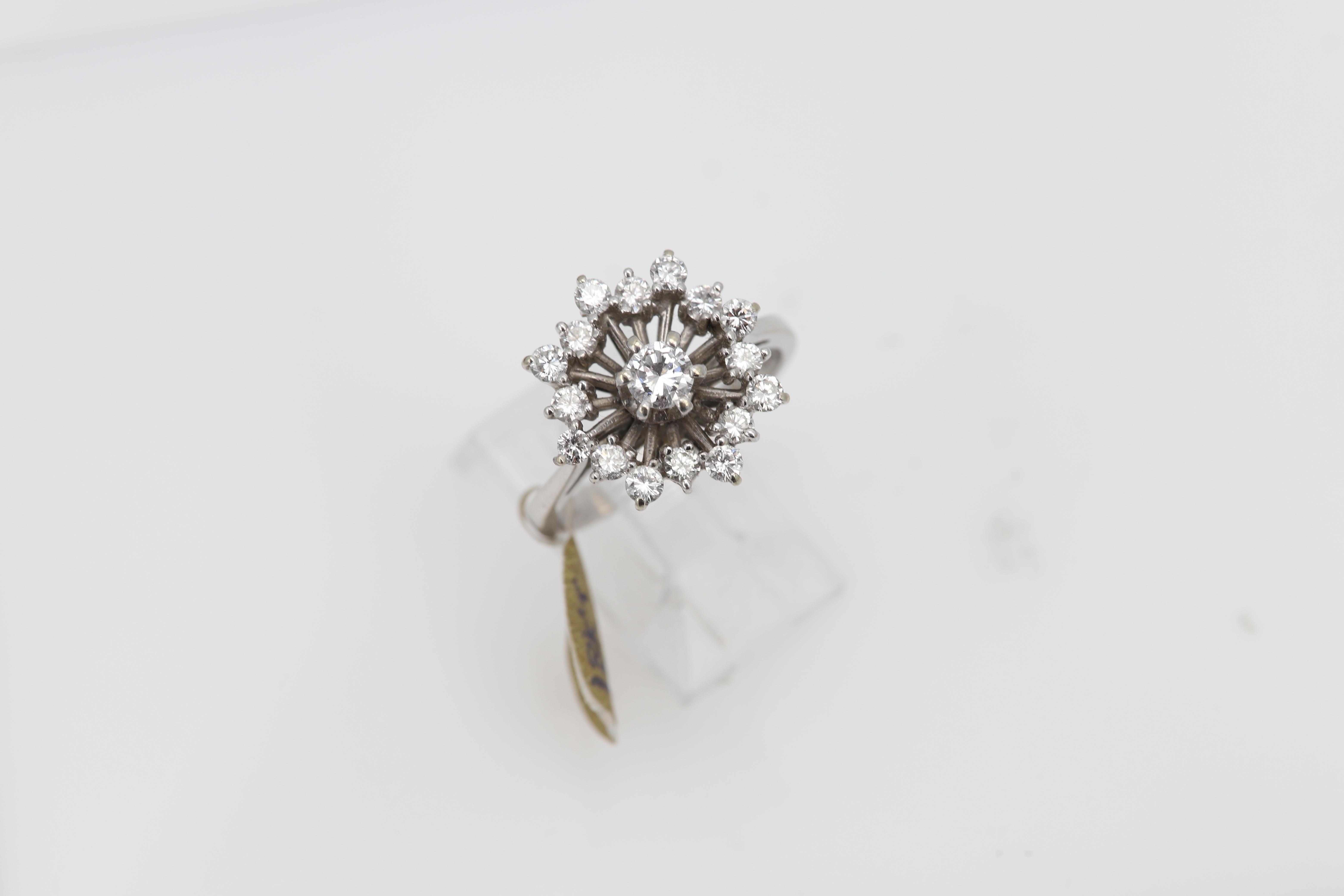 Vintage circa 1950's Diamond Ring 18 Karat White Gold Star of Diamonds For Sale 2