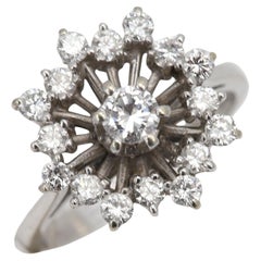 Vintage circa 1950's Diamond Ring 18 Karat White Gold Star of Diamonds