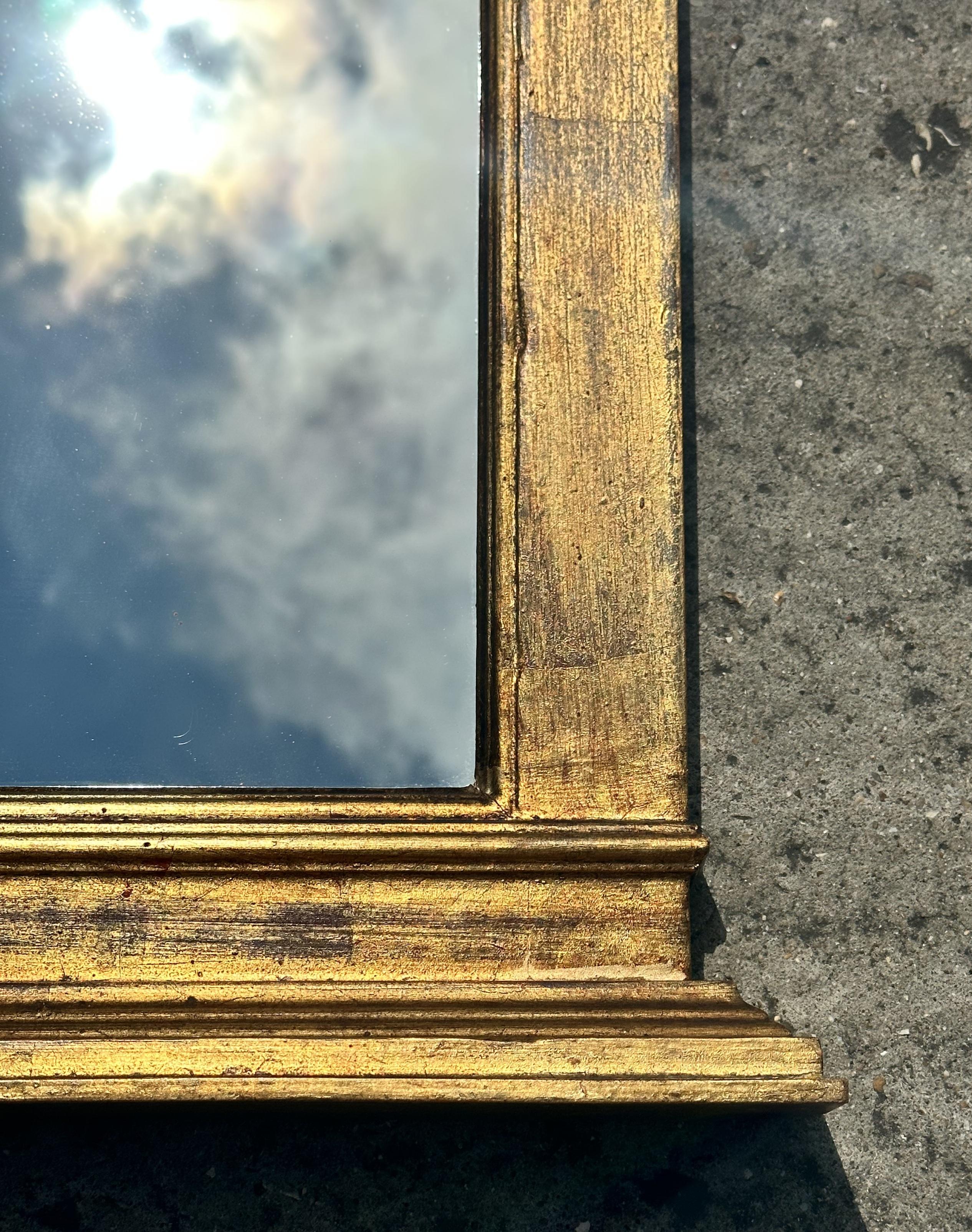 Vintage circa 1950s Gilt Framed Wall Mirror Stamped Made in Italy to the Rear For Sale 6