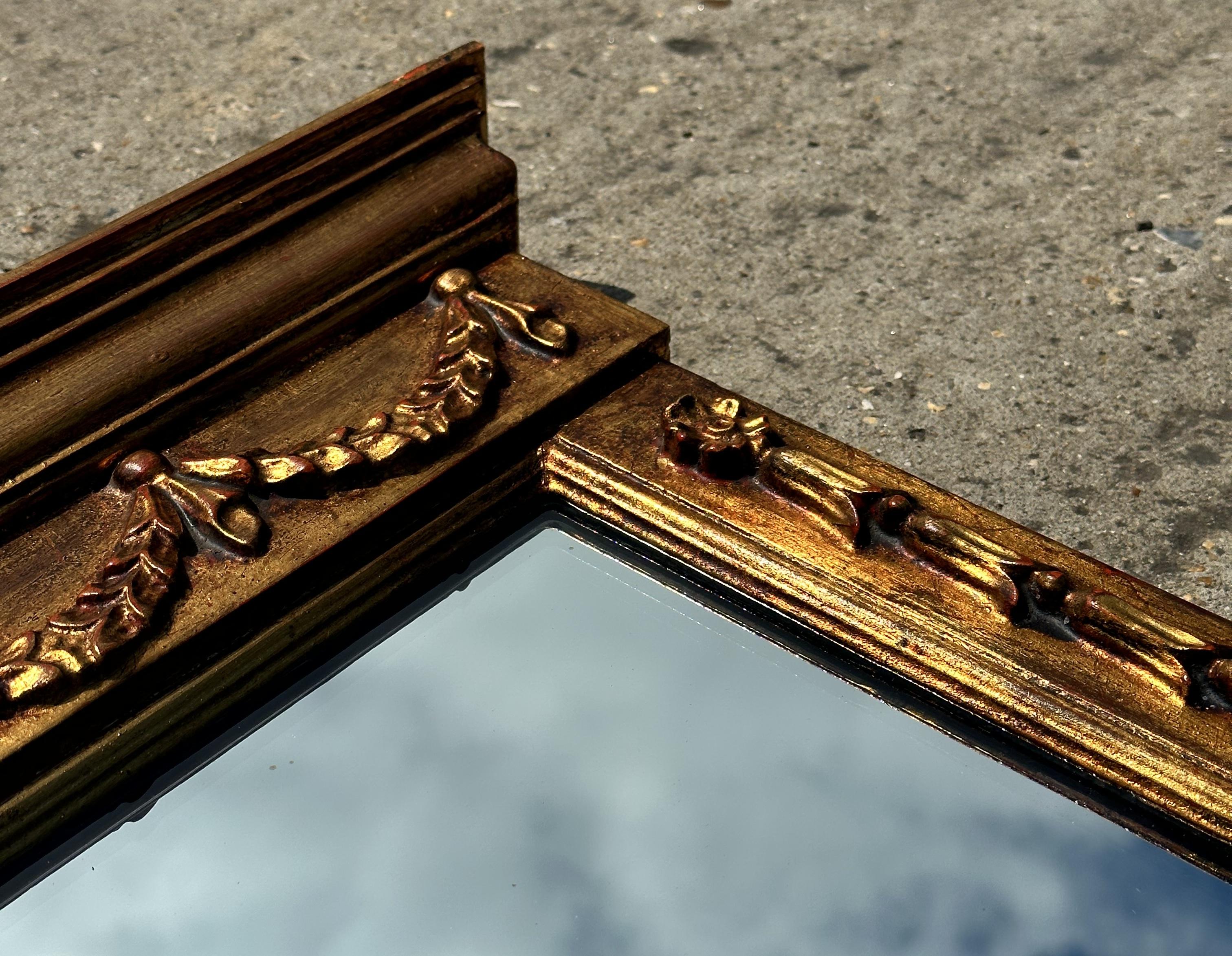 Vintage circa 1950s Gilt Framed Wall Mirror Stamped Made in Italy to the Rear For Sale 8