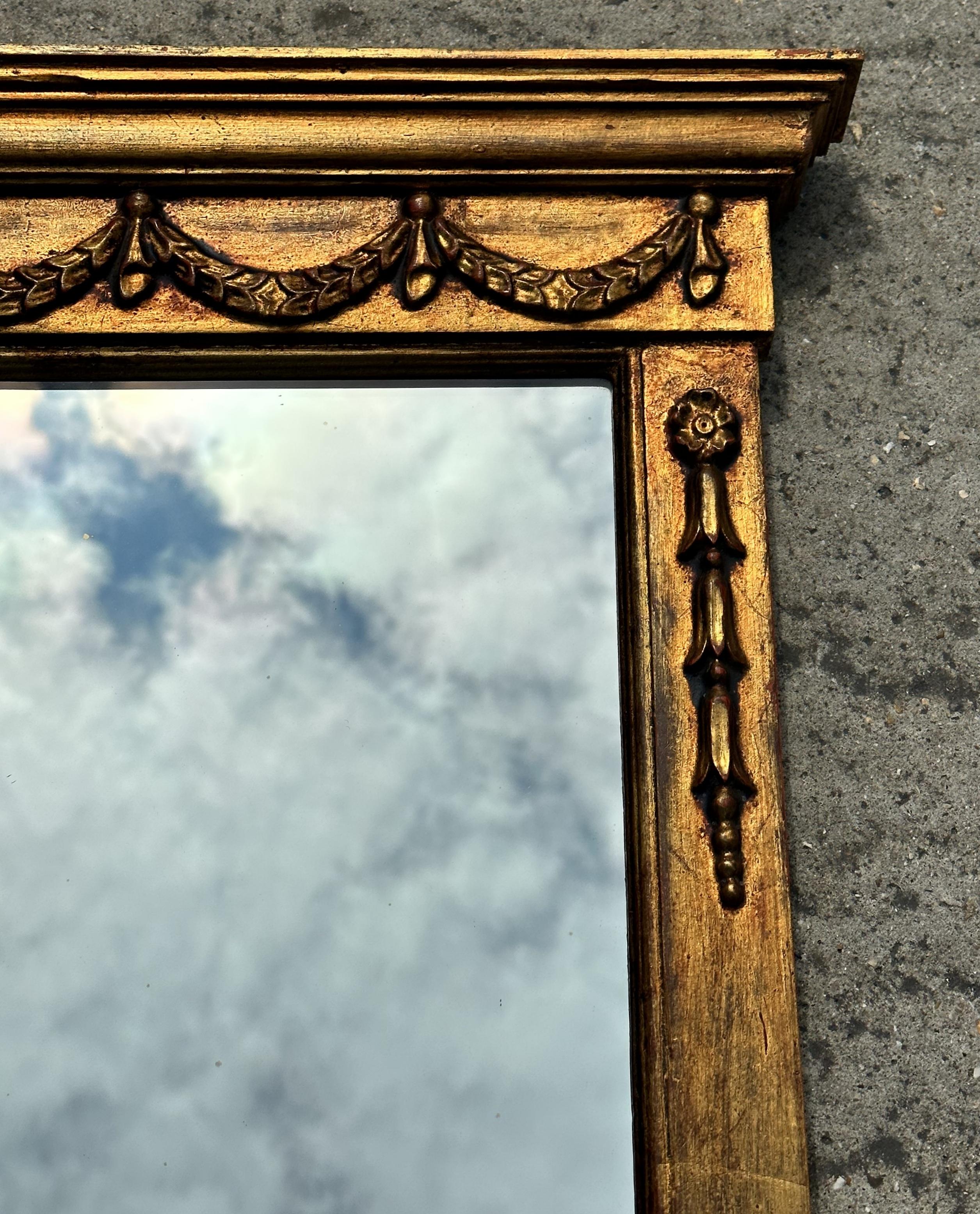 Mid-20th Century Vintage circa 1950s Gilt Framed Wall Mirror Stamped Made in Italy to the Rear For Sale