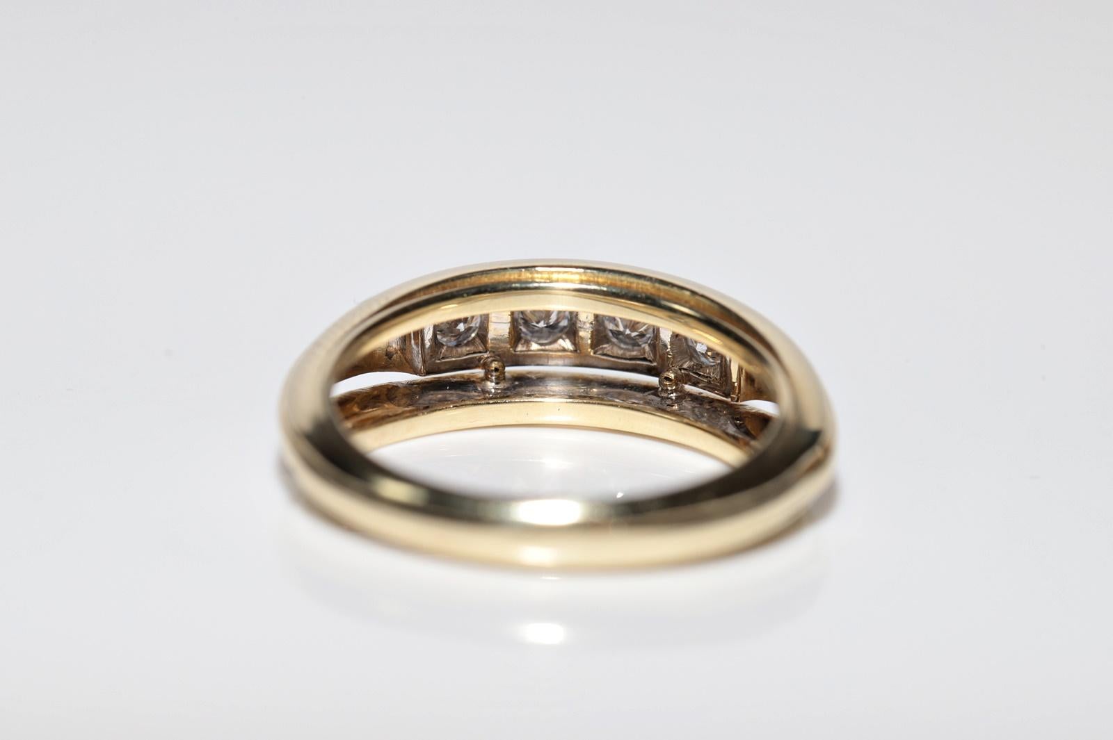 Vintage Circa 1950er Jahre Handgefertigt  14k Gold Natürlicher Daiamond Dekorierter Ring mit Ring im Angebot 5