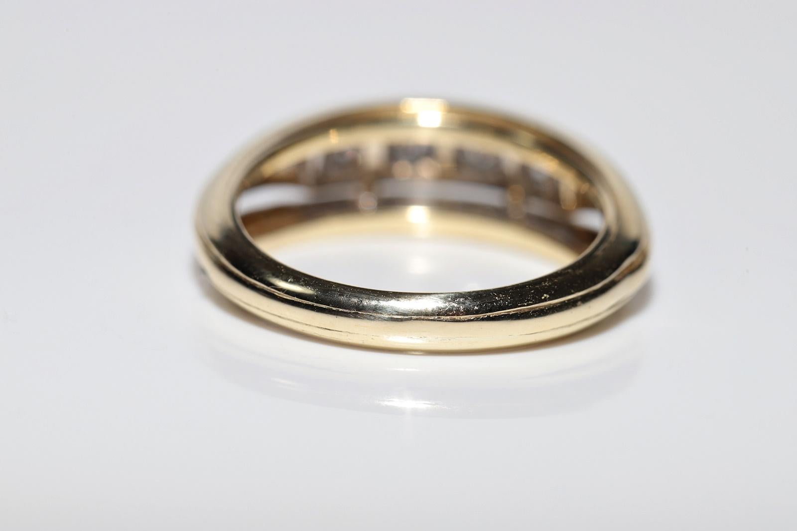 Vintage Circa 1950er Jahre Handgefertigt  14k Gold Natürlicher Daiamond Dekorierter Ring mit Ring im Angebot 6