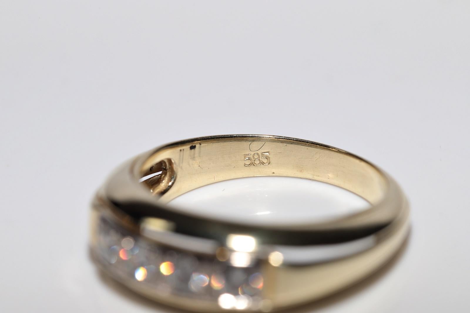 Vintage Circa 1950er Jahre Handgefertigt  14k Gold Natürlicher Daiamond Dekorierter Ring mit Ring im Angebot 7