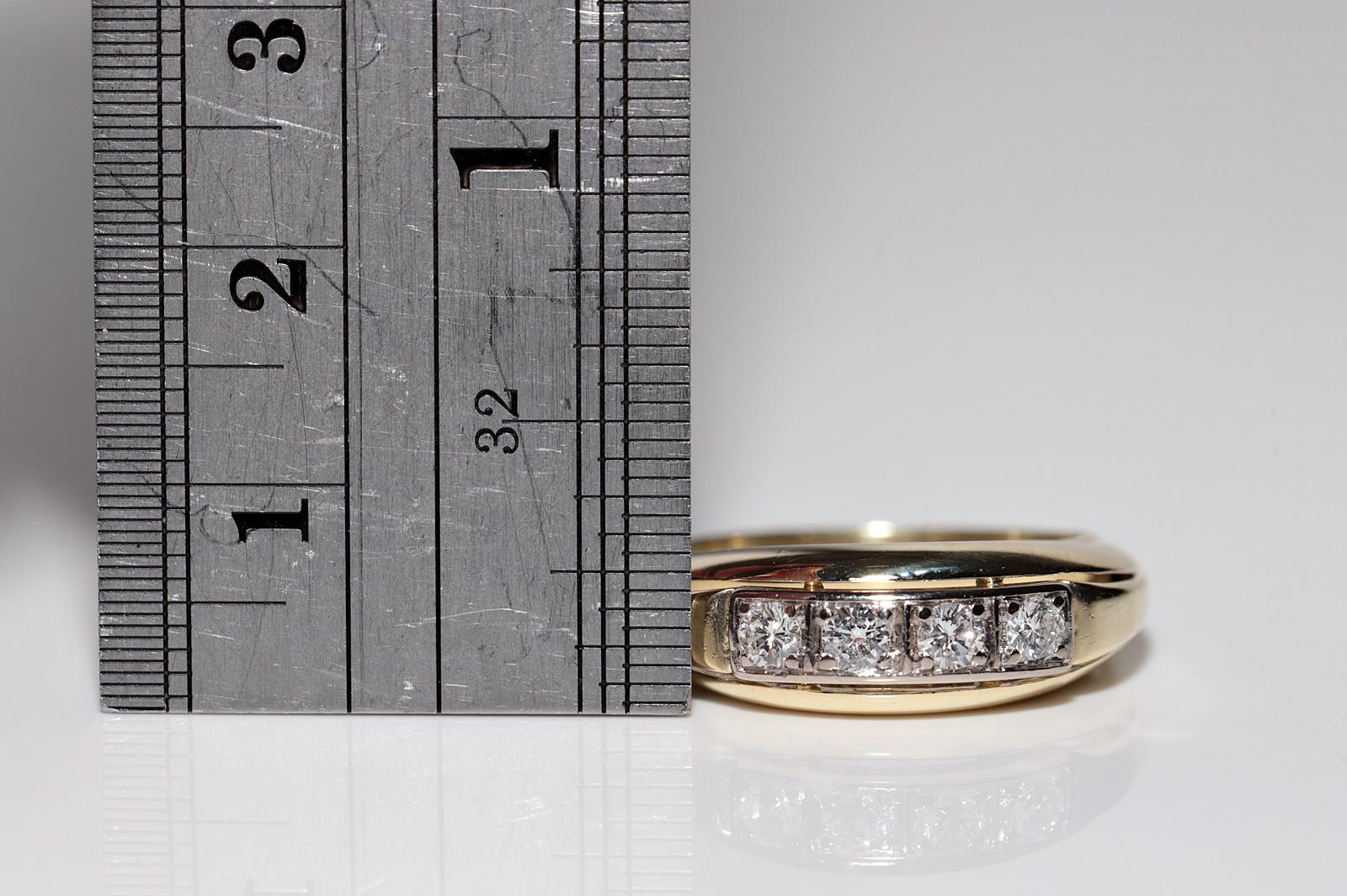 Vintage Circa 1950er Jahre Handgefertigt  14k Gold Natürlicher Daiamond Dekorierter Ring mit Ring im Angebot 8