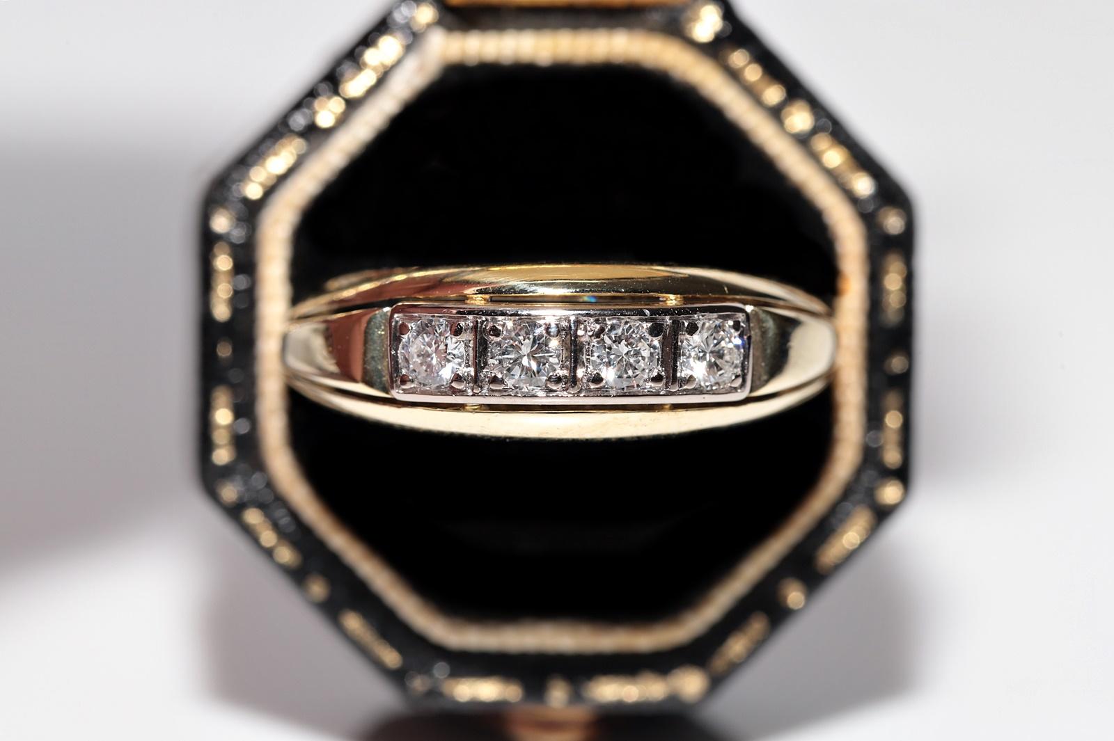 Vintage Circa 1950er Jahre Handgefertigt  14k Gold Natürlicher Daiamond Dekorierter Ring mit Ring im Zustand „Gut“ im Angebot in Fatih/İstanbul, 34