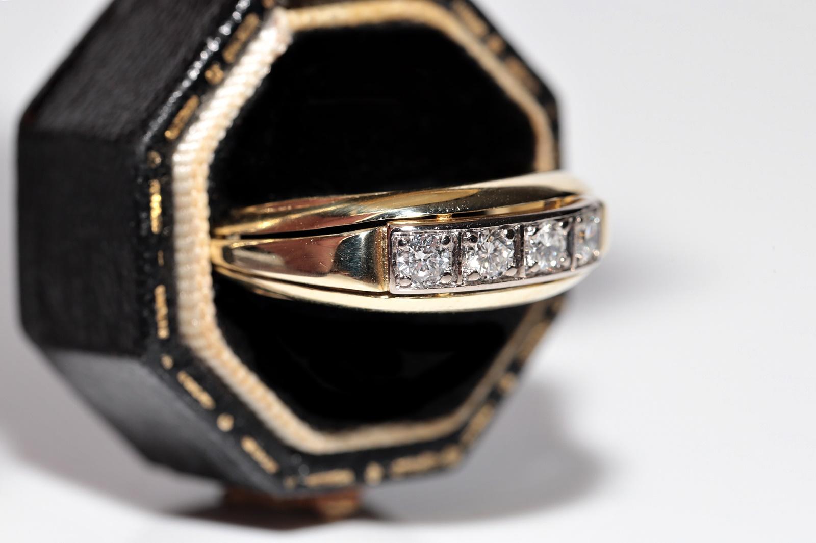 Vintage Circa 1950er Jahre Handgefertigt  14k Gold Natürlicher Daiamond Dekorierter Ring mit Ring Damen im Angebot