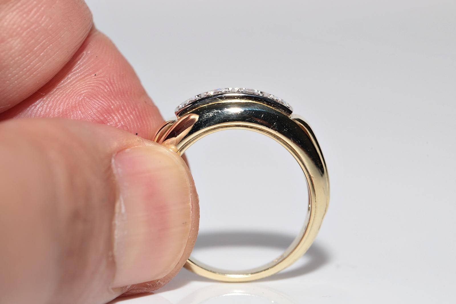 Vintage Circa 1950er Jahre Handgefertigt  14k Gold Natürlicher Daiamond Dekorierter Ring mit Ring im Angebot 4