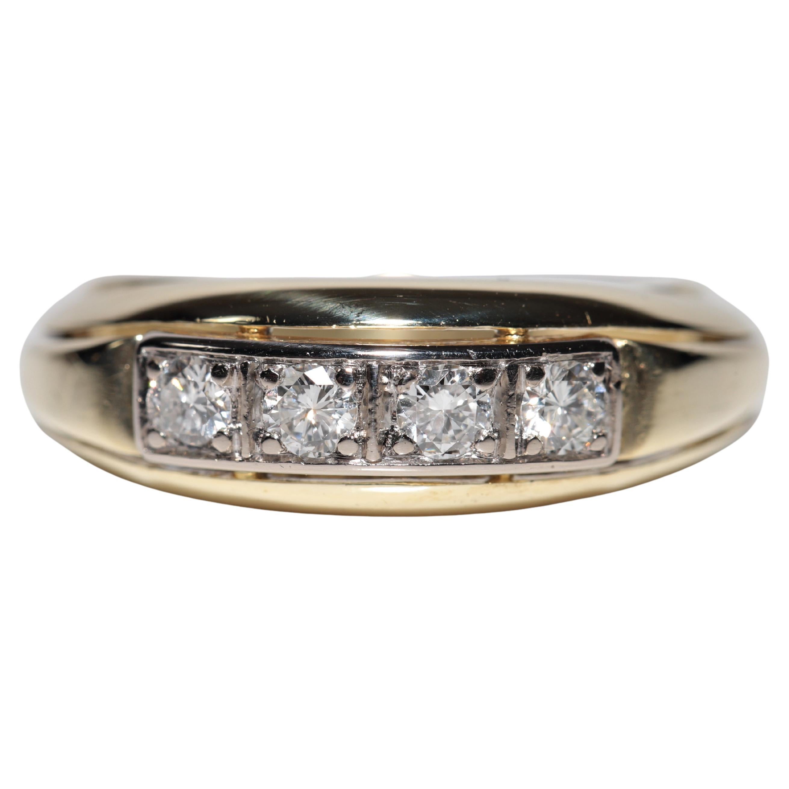Vintage Circa años 1950 Hecho a mano  Anillo de oro de 14k con diamante natural decorado