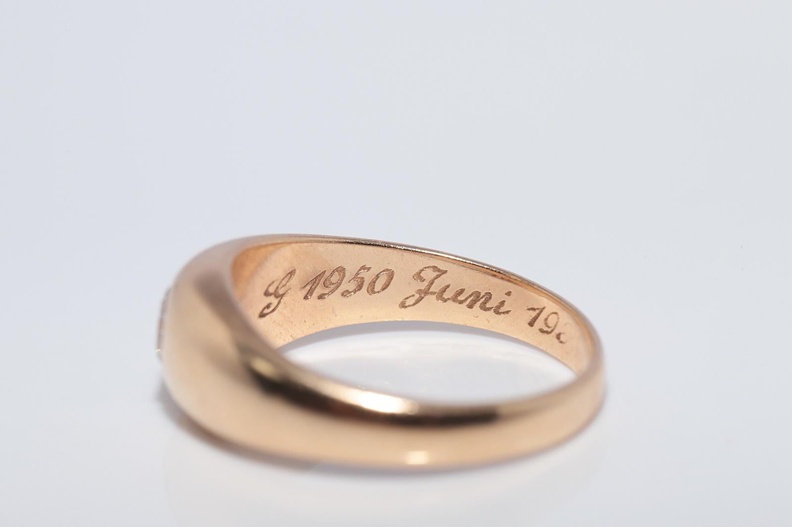 Vintage CIRCA 1950er Jahre handgefertigt 14k Gold natürlichen Diamant Solitär Band Ring im Angebot 4