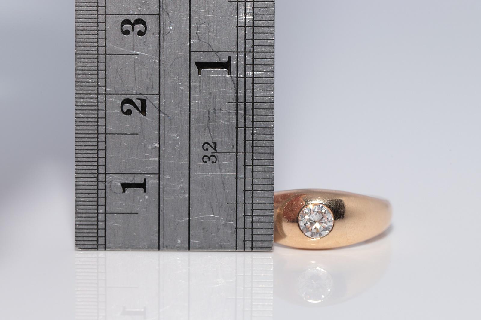 Vintage CIRCA 1950er Jahre handgefertigt 14k Gold natürlichen Diamant Solitär Band Ring im Angebot 5