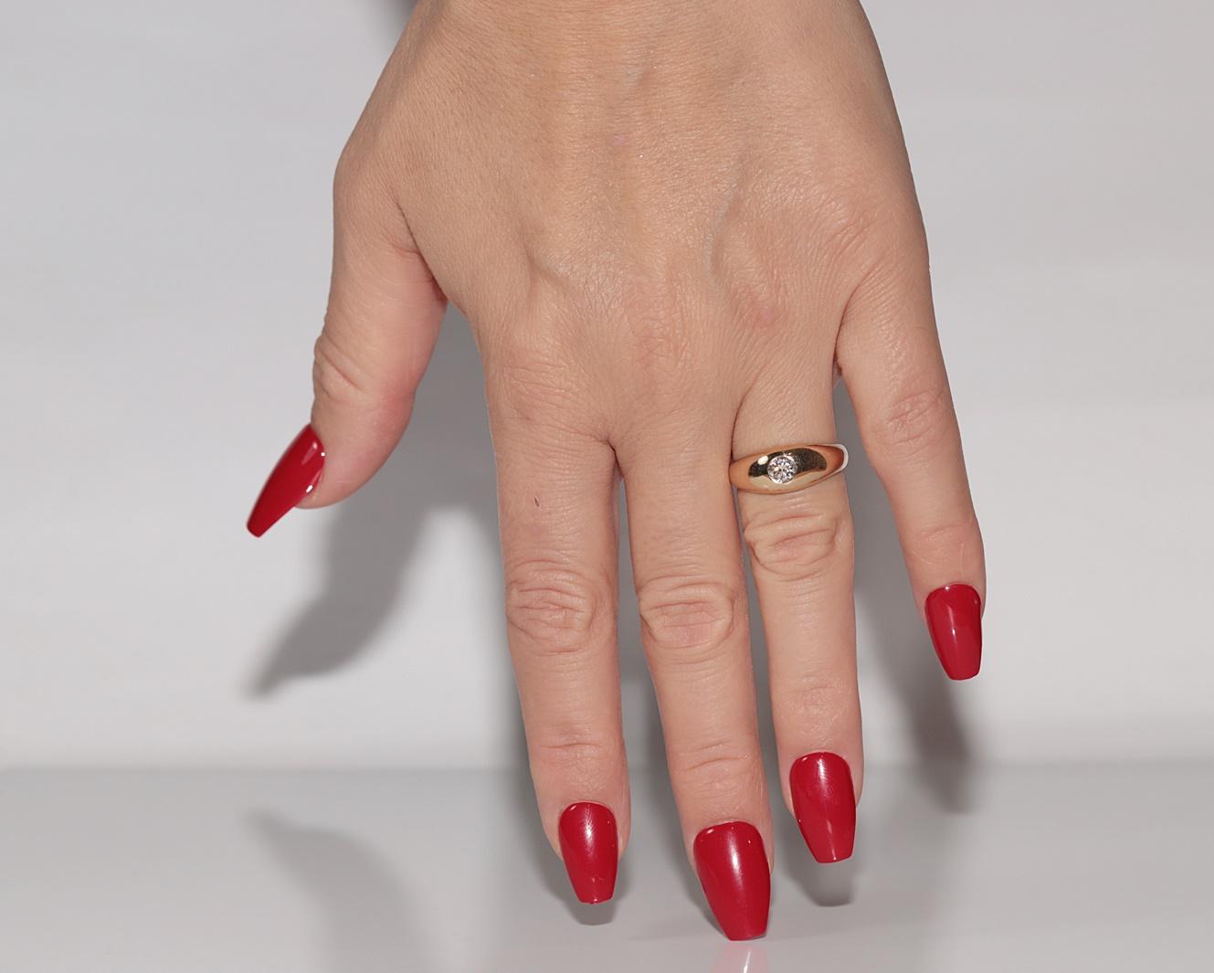 Vintage CIRCA 1950er Jahre handgefertigt 14k Gold natürlichen Diamant Solitär Band Ring im Angebot 8