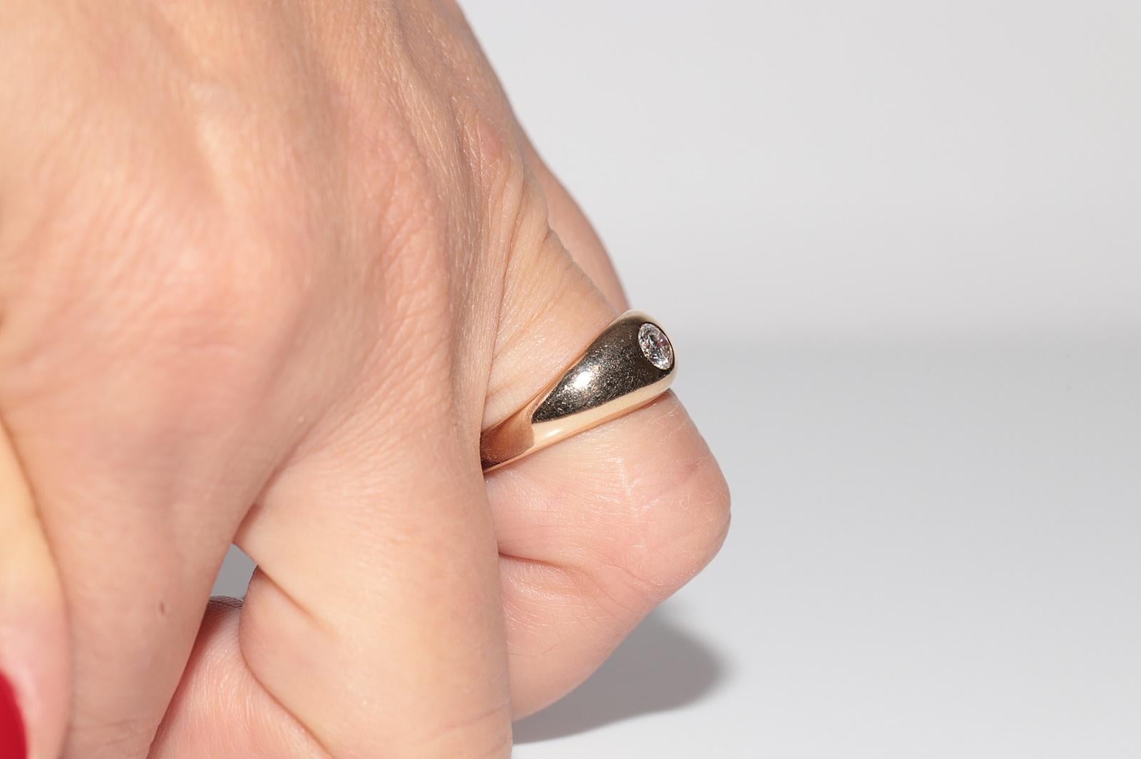 Vintage CIRCA 1950er Jahre handgefertigt 14k Gold natürlichen Diamant Solitär Band Ring im Angebot 11