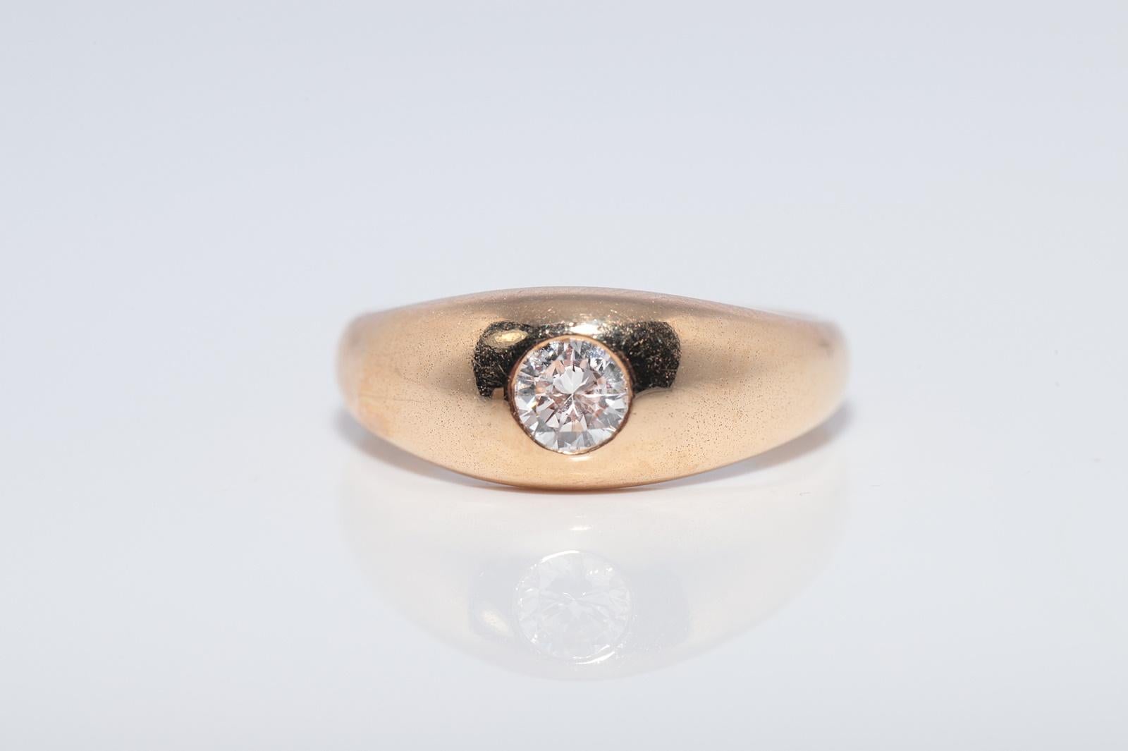 Vintage CIRCA 1950er Jahre handgefertigt 14k Gold natürlichen Diamant Solitär Band Ring (Kunsthandwerker*in) im Angebot