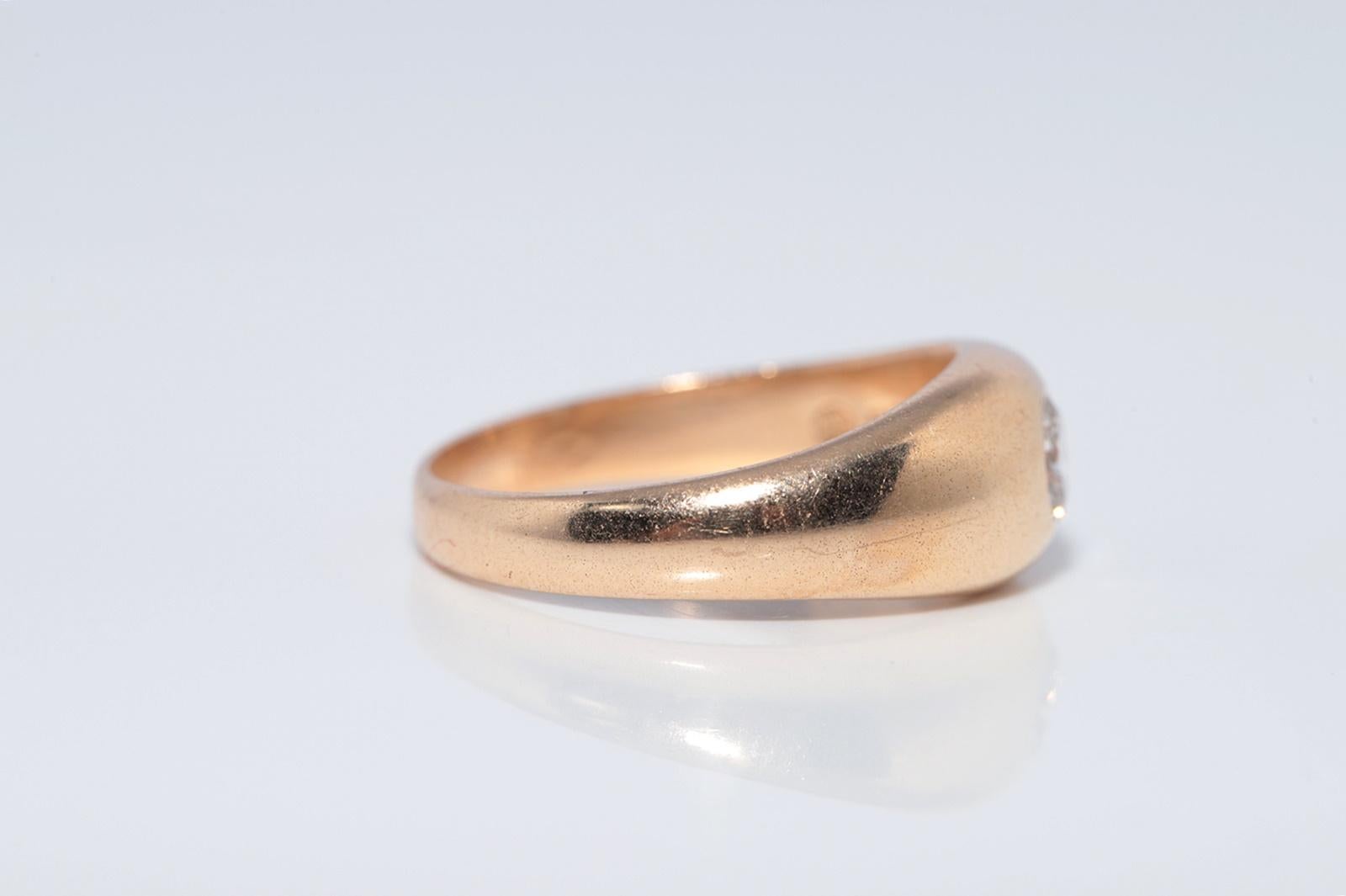 Vintage CIRCA 1950er Jahre handgefertigt 14k Gold natürlichen Diamant Solitär Band Ring Damen im Angebot