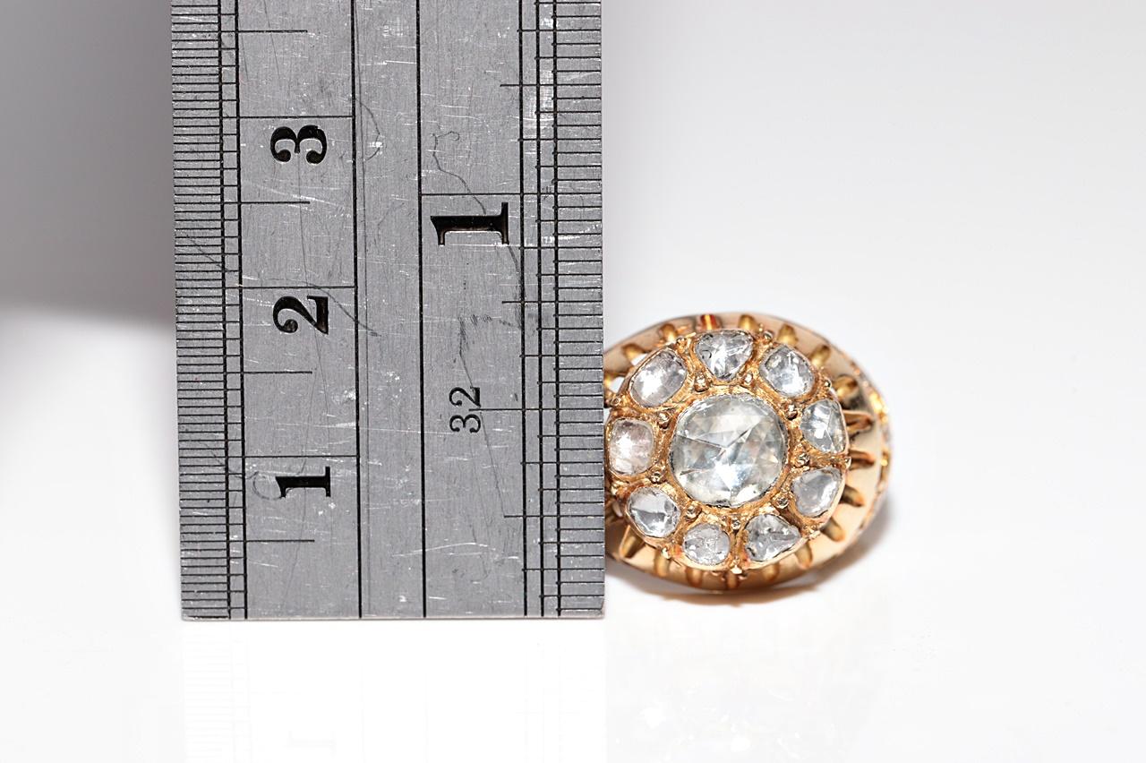 Handgefertigter 18k Gold-Tankring mit natürlichem Diamanten im Rosenschliff, Vintage, ca. 1950er Jahre im Angebot 7