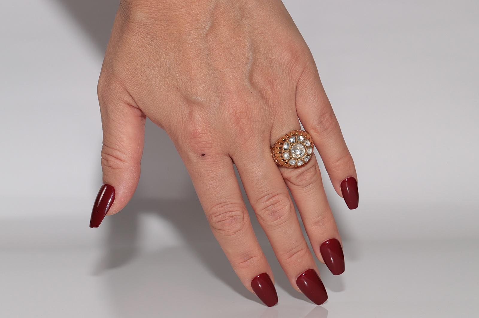 Handgefertigter 18k Gold-Tankring mit natürlichem Diamanten im Rosenschliff, Vintage, ca. 1950er Jahre im Angebot 10