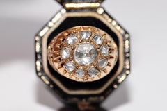 Vintage Circa 1950s Handcraft or 18k Natural Rose Cut Diamond Tank Ring