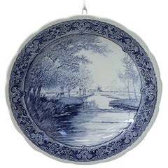 Vintage circa 1950s Large Royal Delft Boch Blue and White Wall Plate