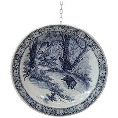 Retro circa 1950s Large Royal Delft Boch Blue and White Wall Plate