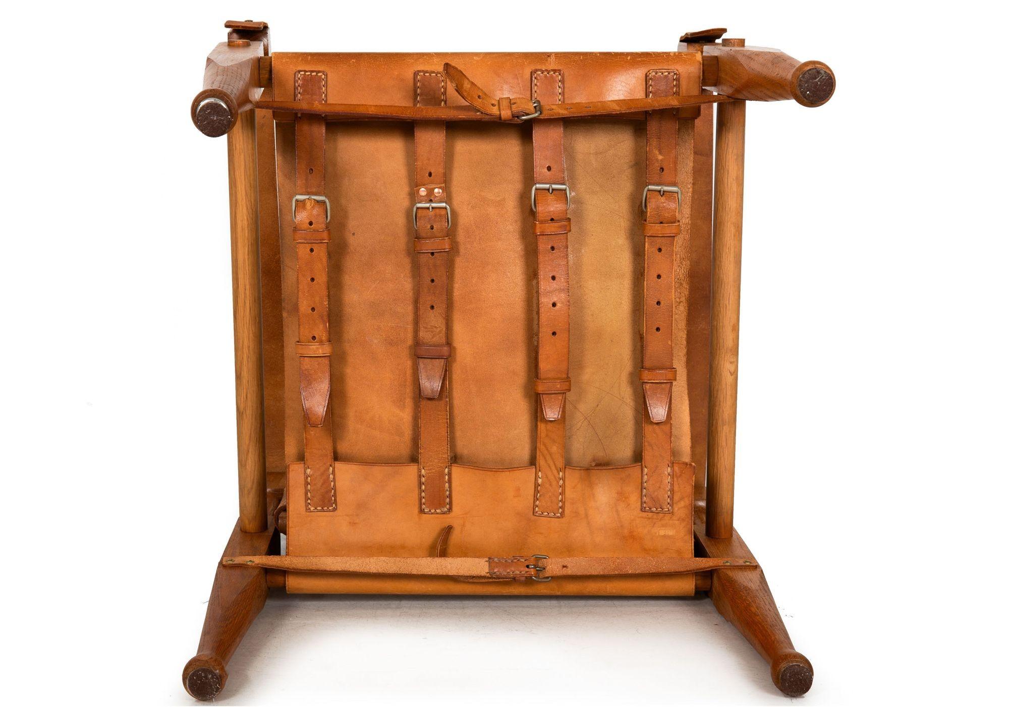 Vintage Circa 1950s Leather and Oak “Safari” Arm Chair by Wilhelm Kienzle For Sale 6