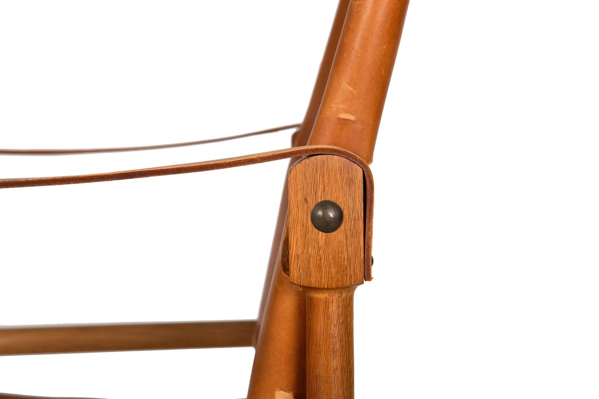 Vintage Circa 1950s Leather and Oak “Safari” Arm Chair by Wilhelm Kienzle For Sale 9