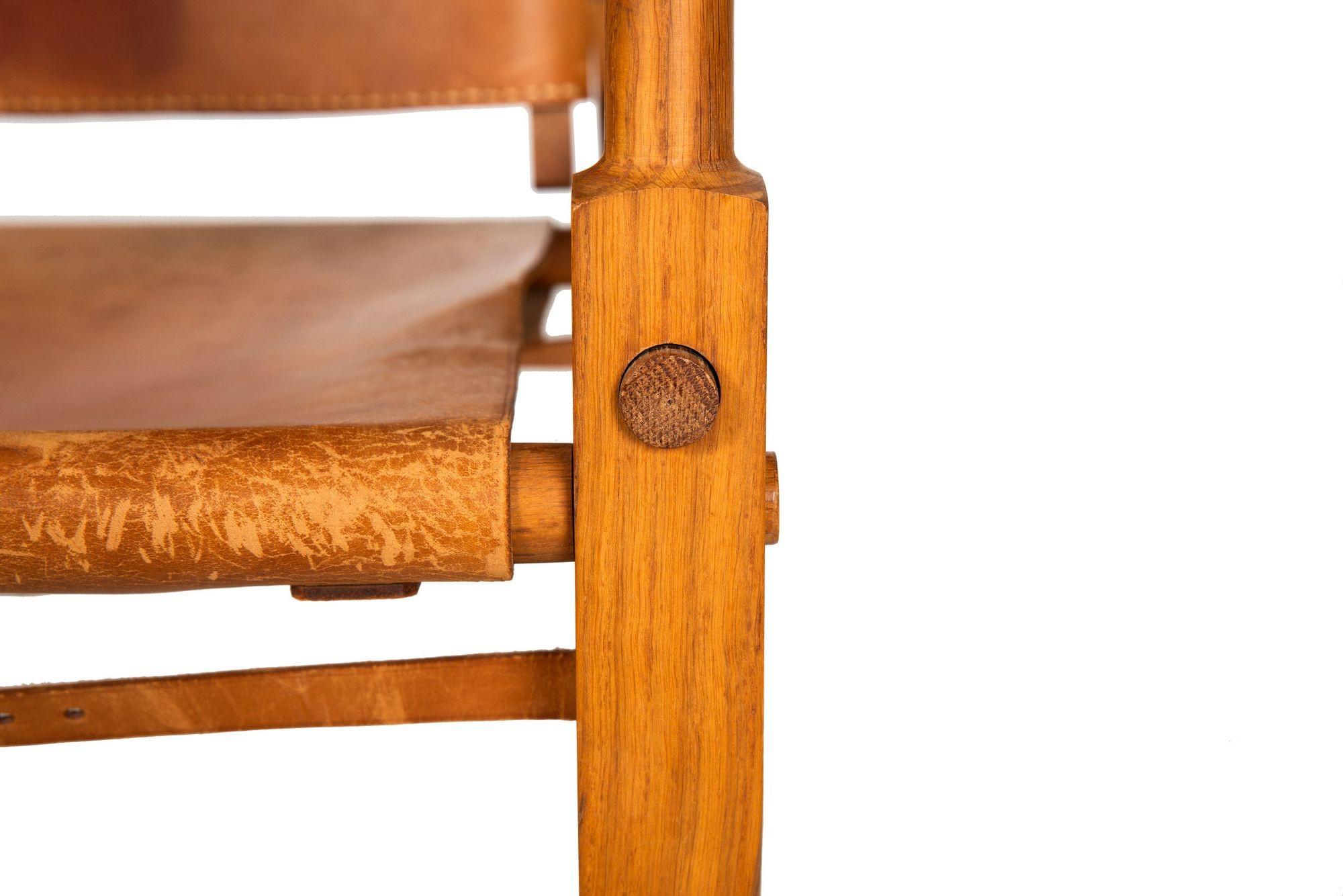 Vintage Circa 1950s Leather and Oak “Safari” Arm Chair by Wilhelm Kienzle For Sale 10