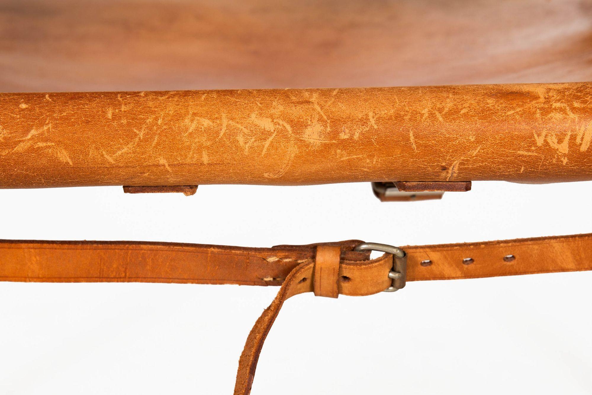 Vintage Circa 1950s Leather and Oak “Safari” Arm Chair by Wilhelm Kienzle For Sale 12