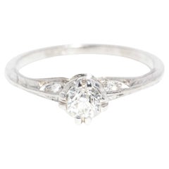 Vintage Circa 1950s Old Cut Diamond Solitaire Ring 18 Carat White Gold
