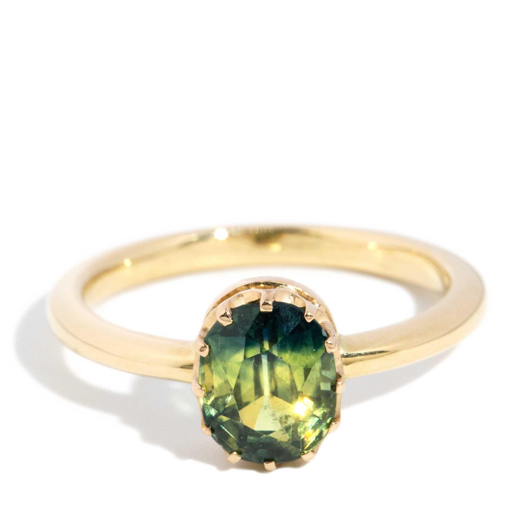 Vintage Circa 1950s Parti Sapphire Solitaire Ring 18 Carat Yellow Gold 5