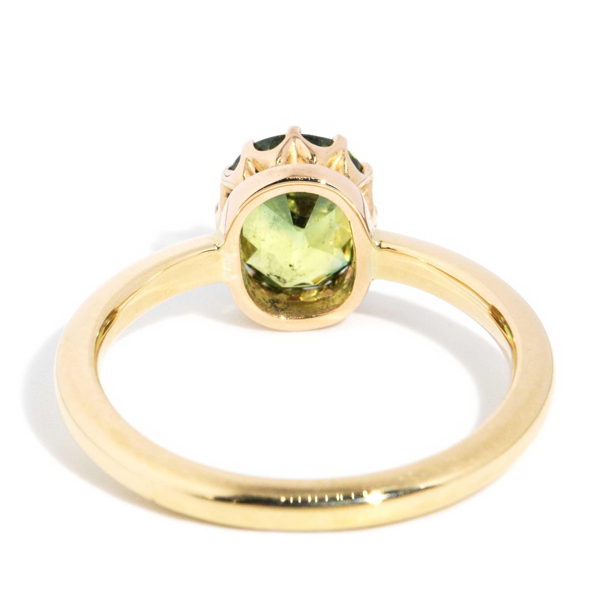Modern Vintage Circa 1950s Parti Sapphire Solitaire Ring 18 Carat Yellow Gold